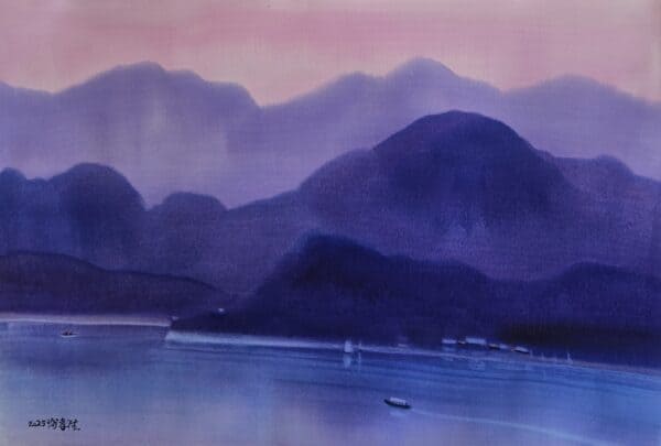 謝孝德 日月潭晨曦 104x76cm 全開 水彩／畫紙 16萬